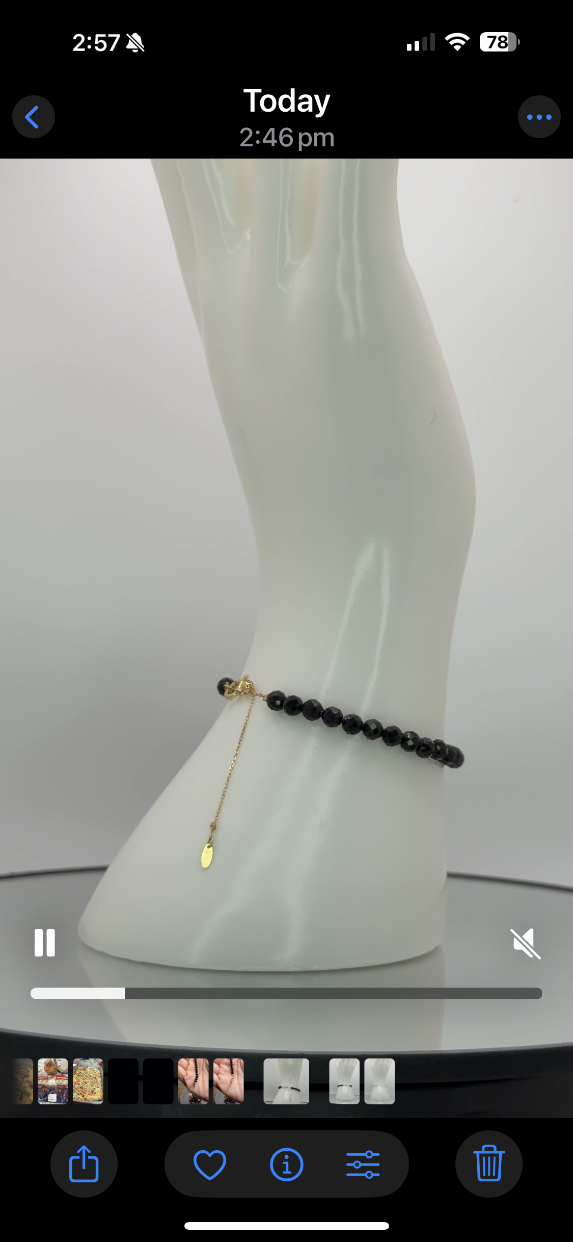 Faceted Black Tourmaline Bracelet on 18k Gold Adjustable Chain