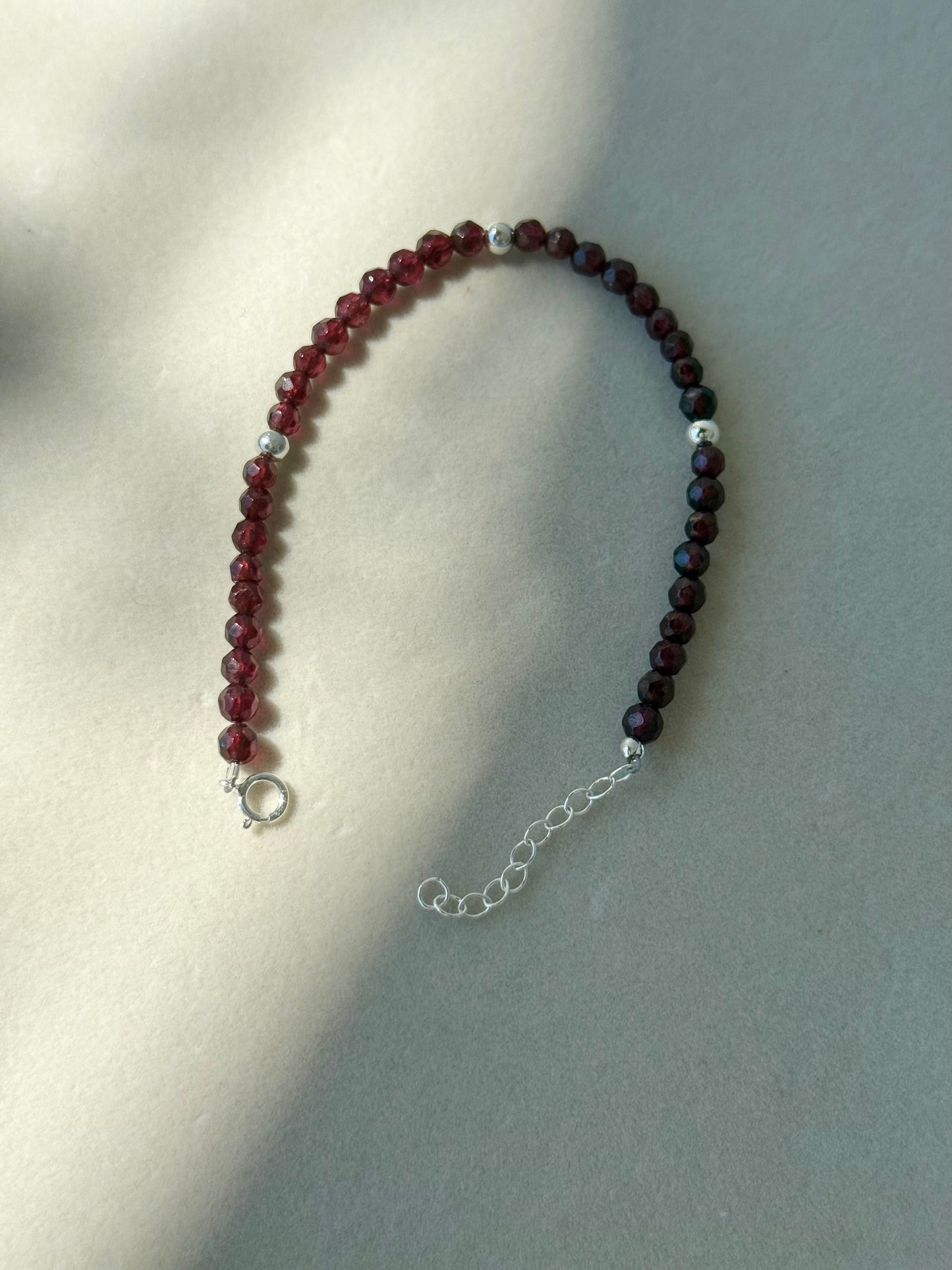 Faceted Garnet Bracelet in 925 Sterling Silver
