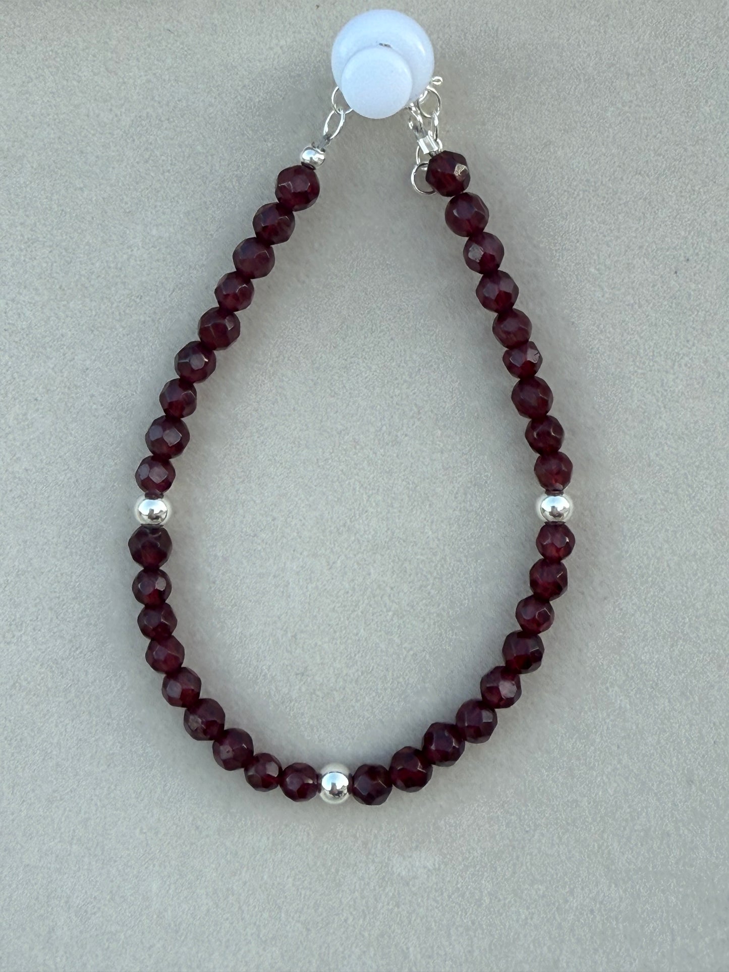 Faceted Garnet Bracelet in 925 Sterling Silver