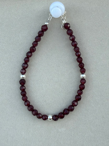 Faceted Garnet Bracelet in 925 Sterling Silver