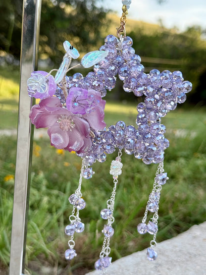 Pink Floral Glass Bead Charm