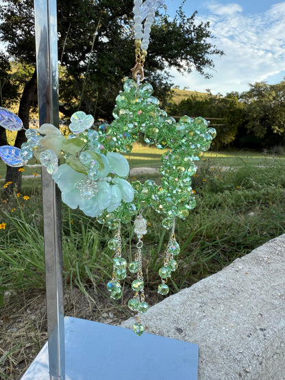 Green Star Glass Bead Car/Bag Charm