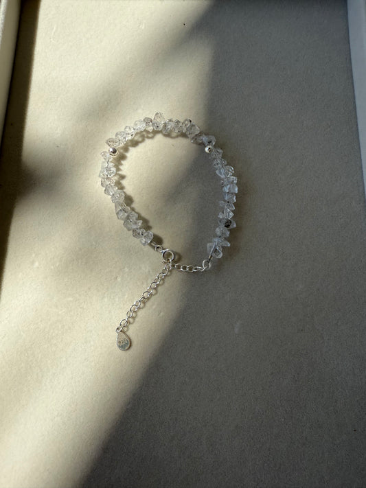 Herkimer Diamond Bracelet – April Birthstone with Customizable Metal Finish