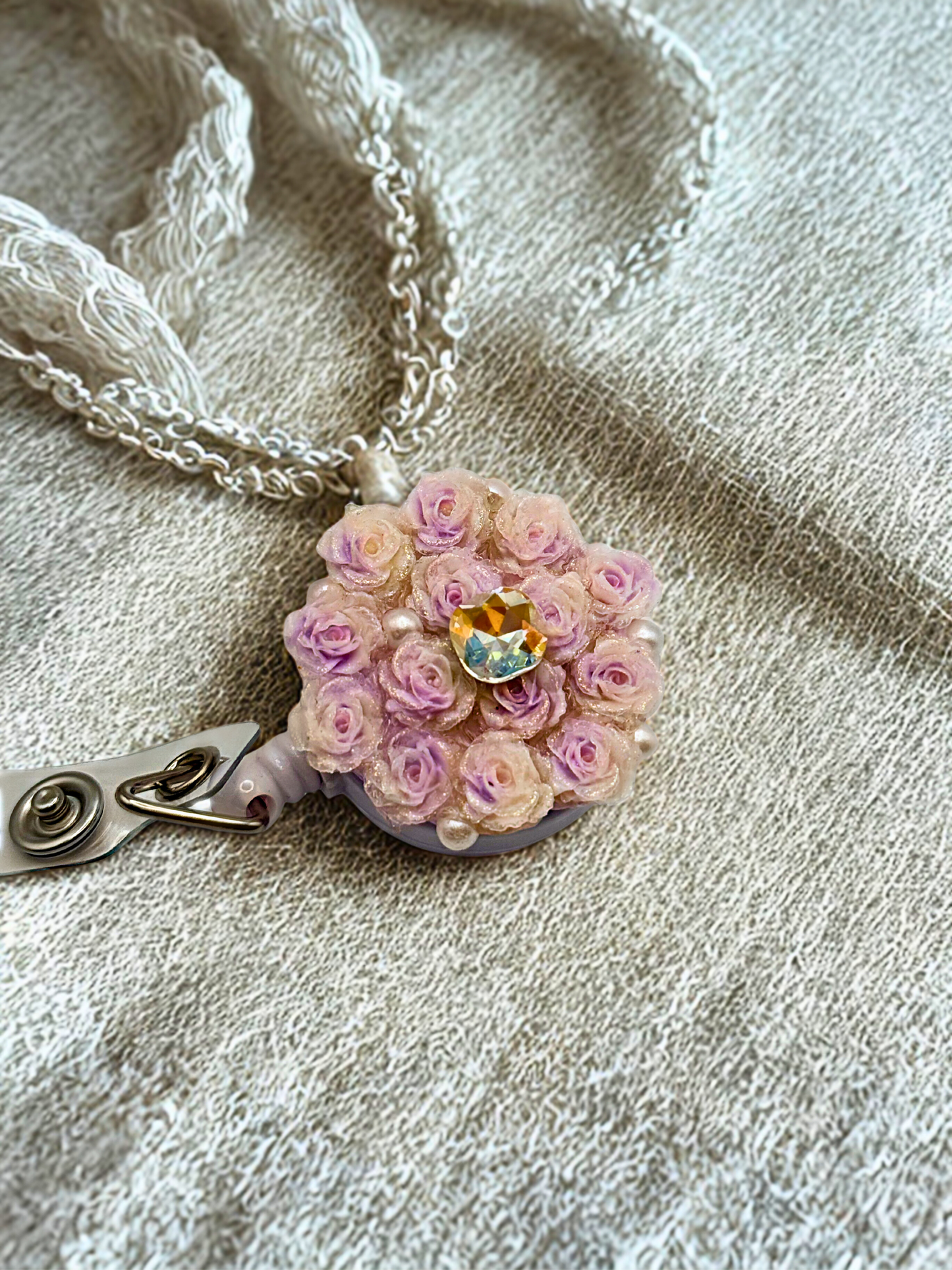 Cute ID Badge Reel – Handmade Retractable ID Holder with Charms