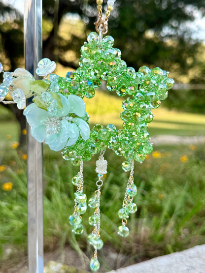 Green Star Glass Bead Car/Bag Charm