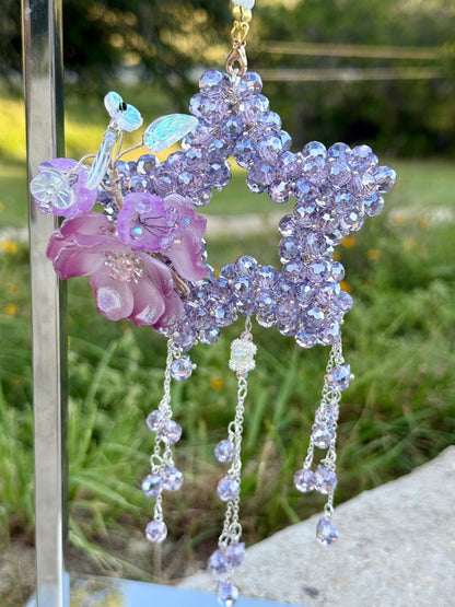 Pink Floral Glass Bead Charm