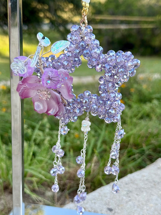 Pink Floral Glass Bead Charm