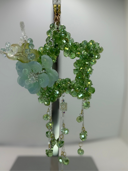 Green Star Glass Bead Car/Bag Charm