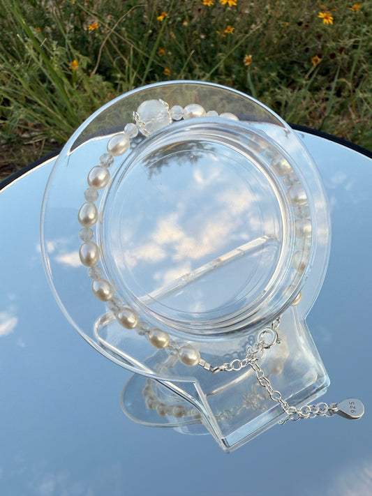 June Birthstone Bracelet – Freshwater Pearl & Faceted Moonstone with Customizable Clasp