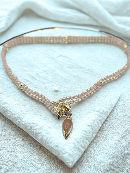 🌸 Rose Quartz Convertible Pendant Necklace