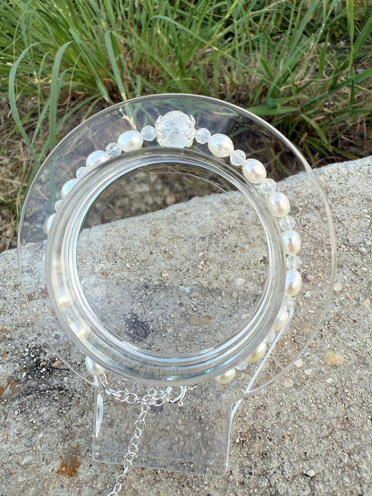 June Birthstone Bracelet – Freshwater Pearl & Faceted Moonstone with Customizable Clasp