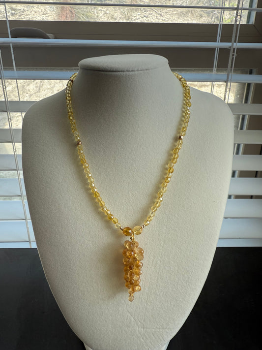 Honey Citrine Cluster Necklace with Rose Gold-Filled Adjustable Locks