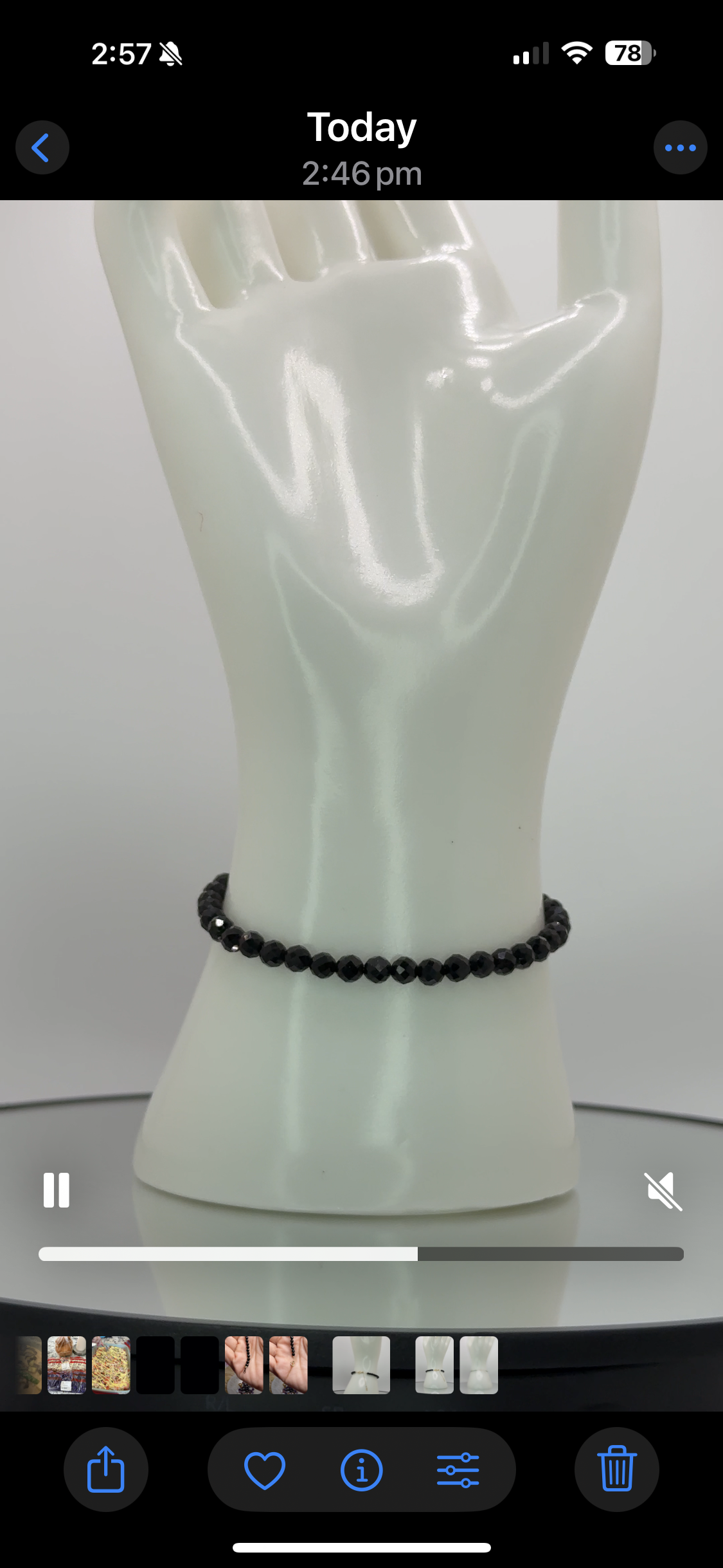 Faceted Black Tourmaline Bracelet on 18k Gold Adjustable Chain