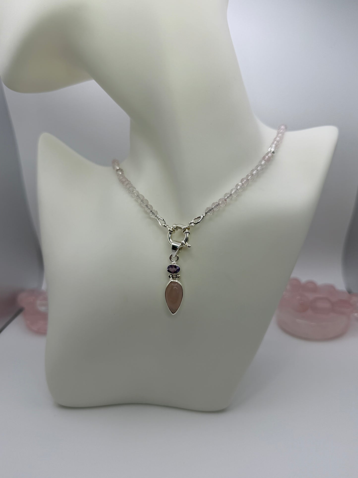 🌸 Rose Quartz Convertible Pendant Necklace
