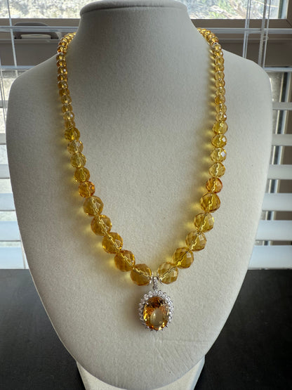 Honey Citrine Necklace in 925 Sterling Silver