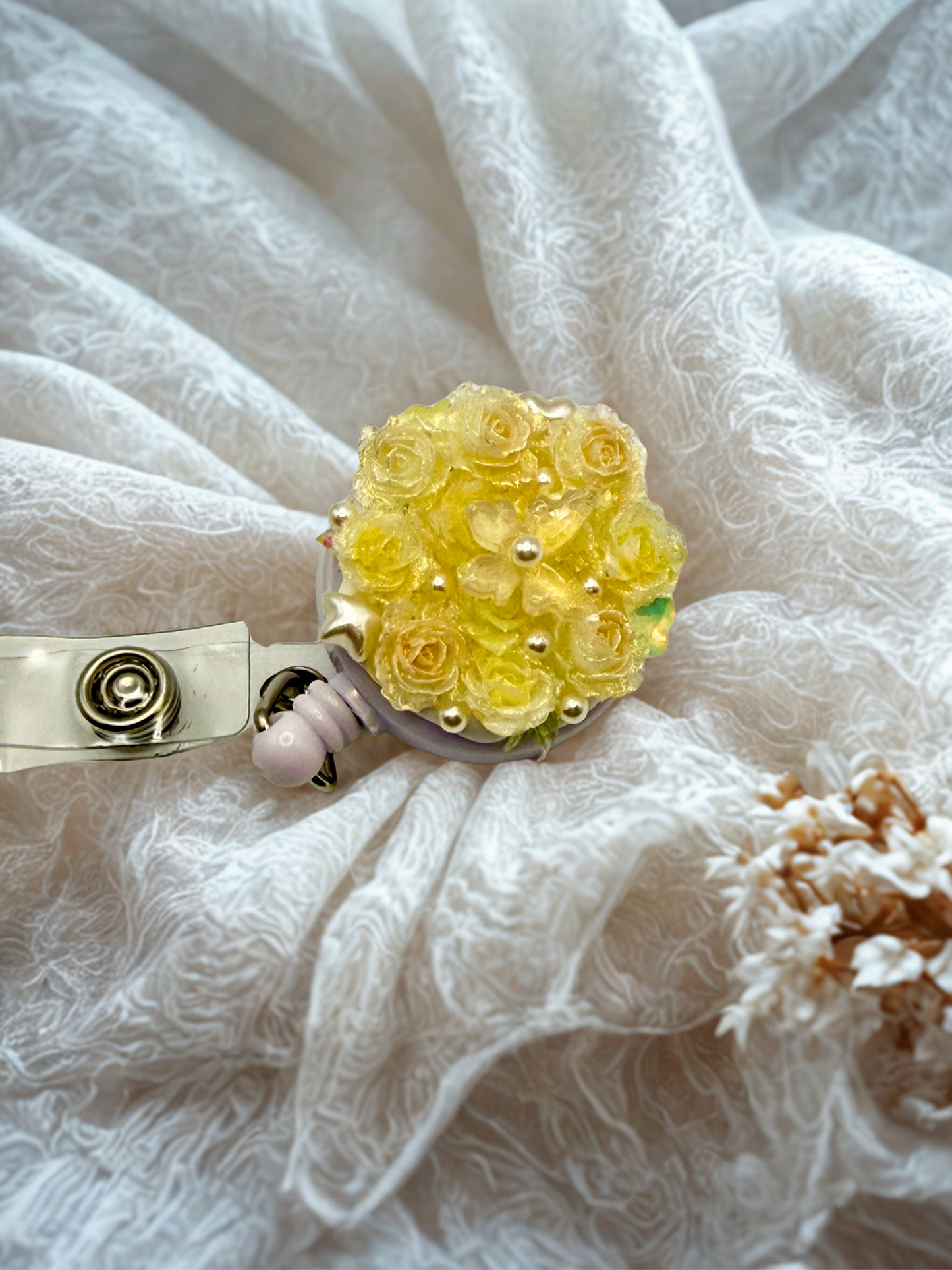 Cute ID Badge Reel – Handmade Retractable ID Holder with Charms