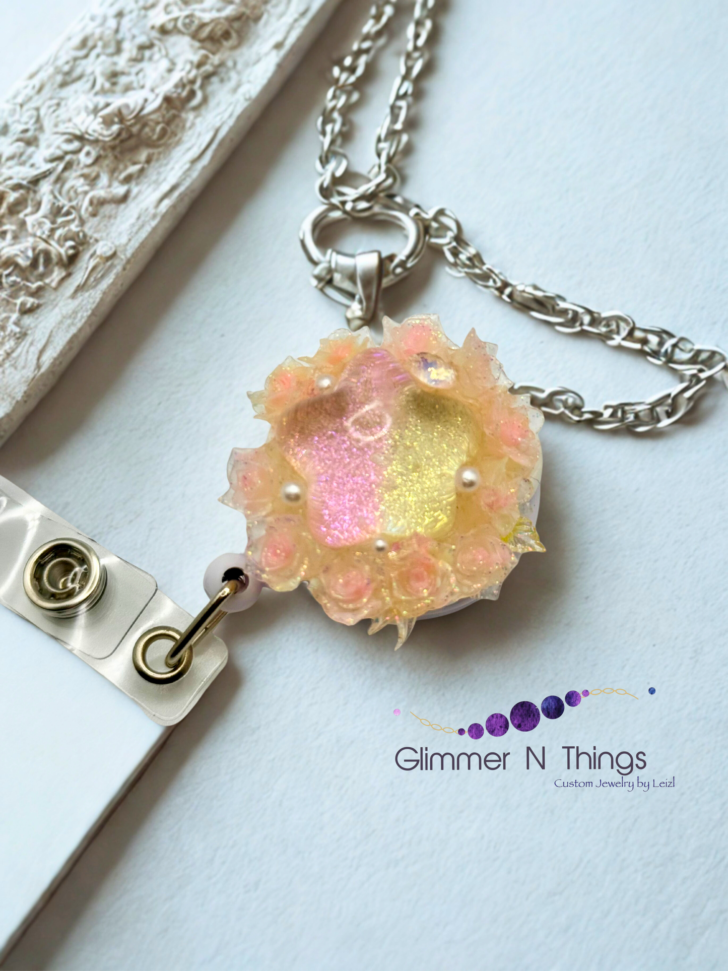 Cute ID Badge Reel – Handmade Retractable ID Holder with Charms