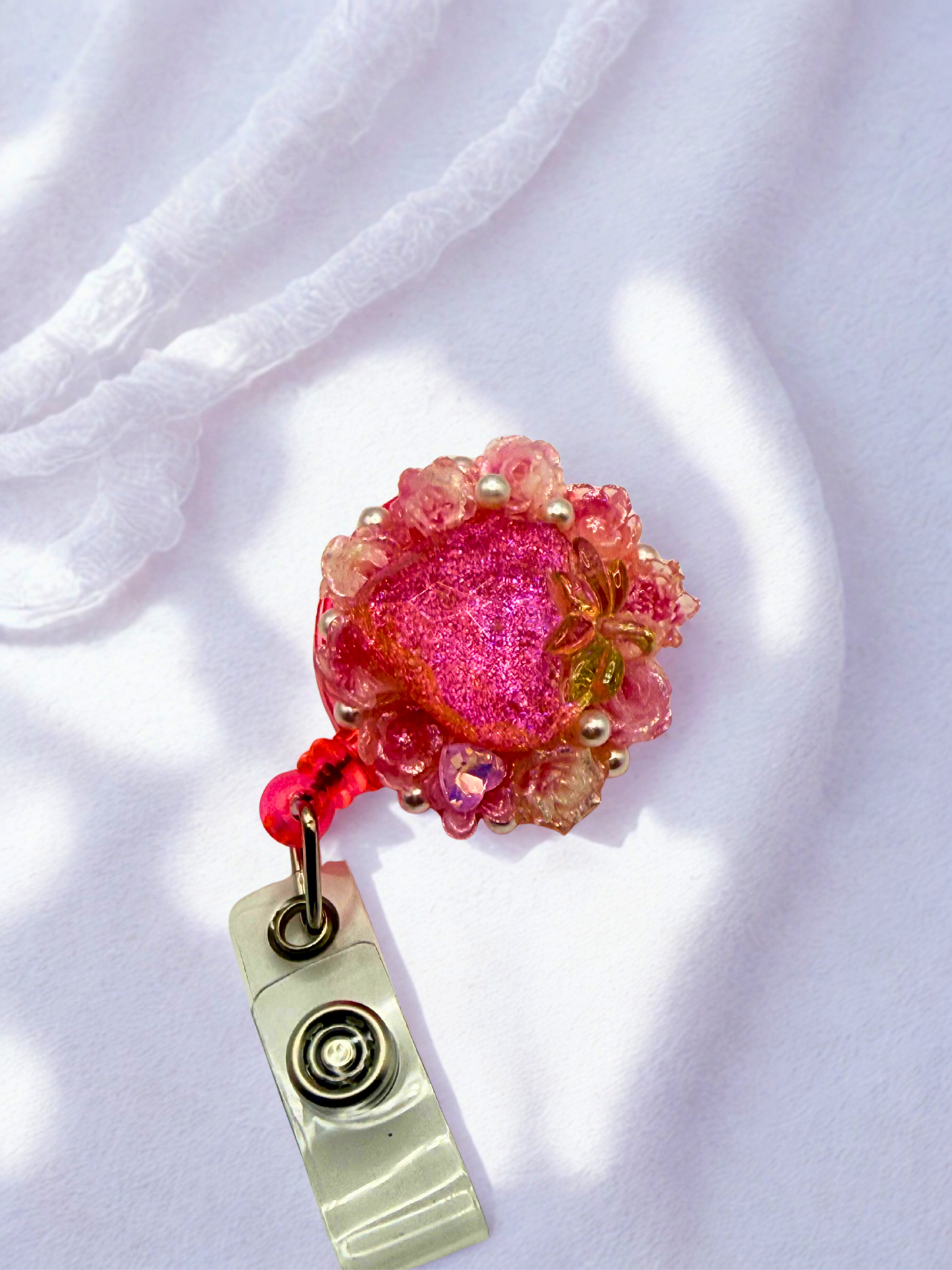 Cute ID Badge Reel – Handmade Retractable ID Holder with Charms