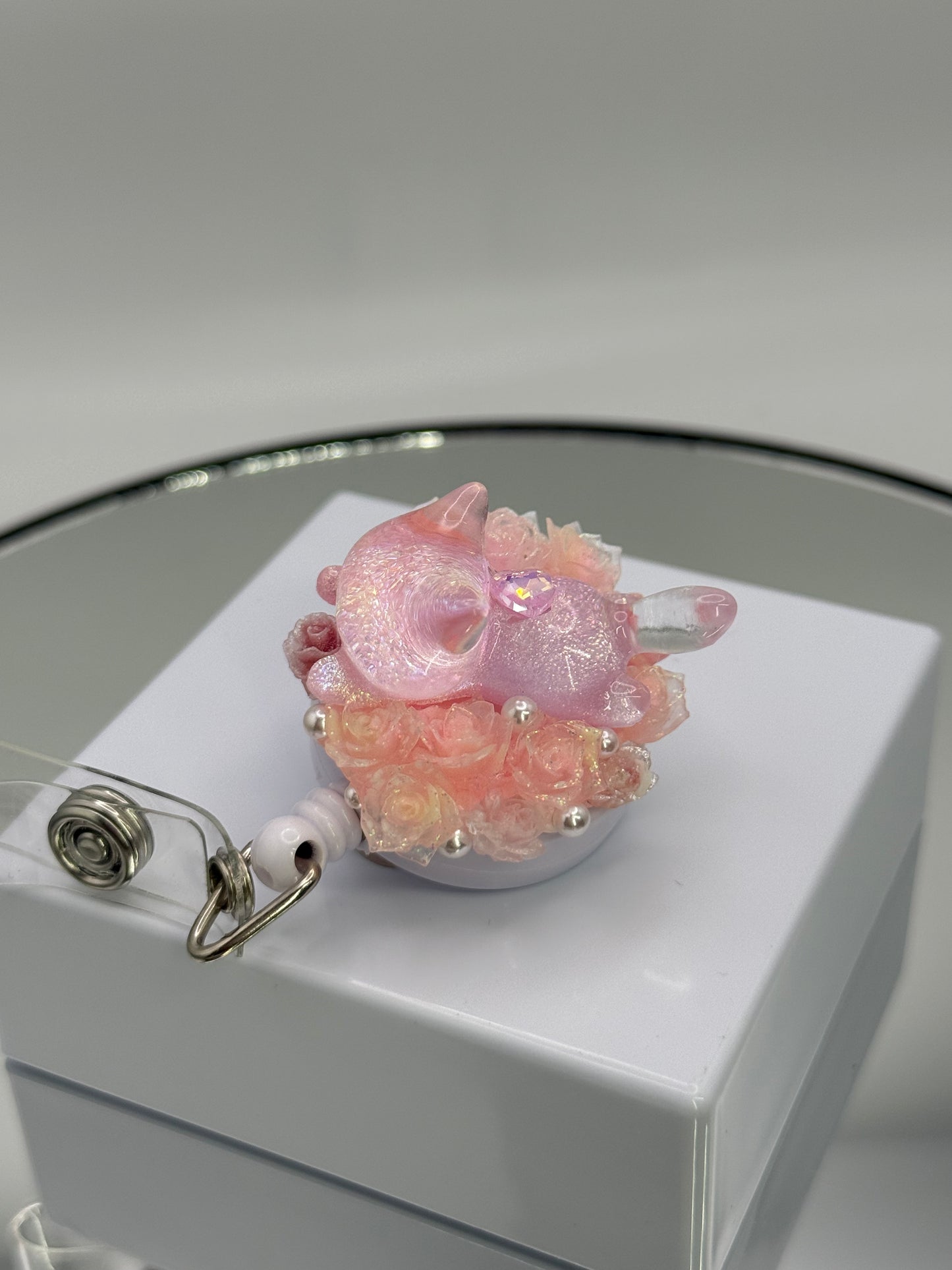 Cute ID Badge Reel – Handmade Retractable ID Holder with Charms