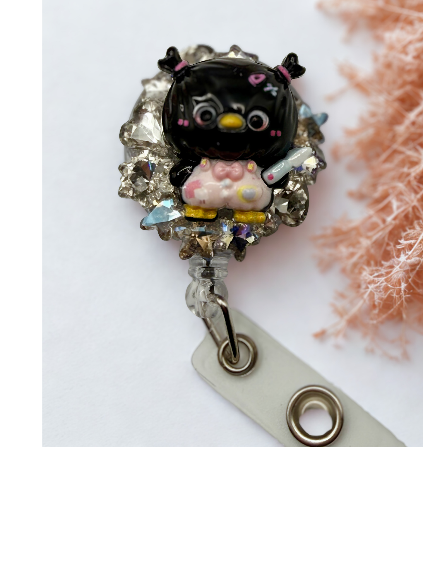 Cute ID Badge Reel – Handmade Retractable ID Holder with Charms