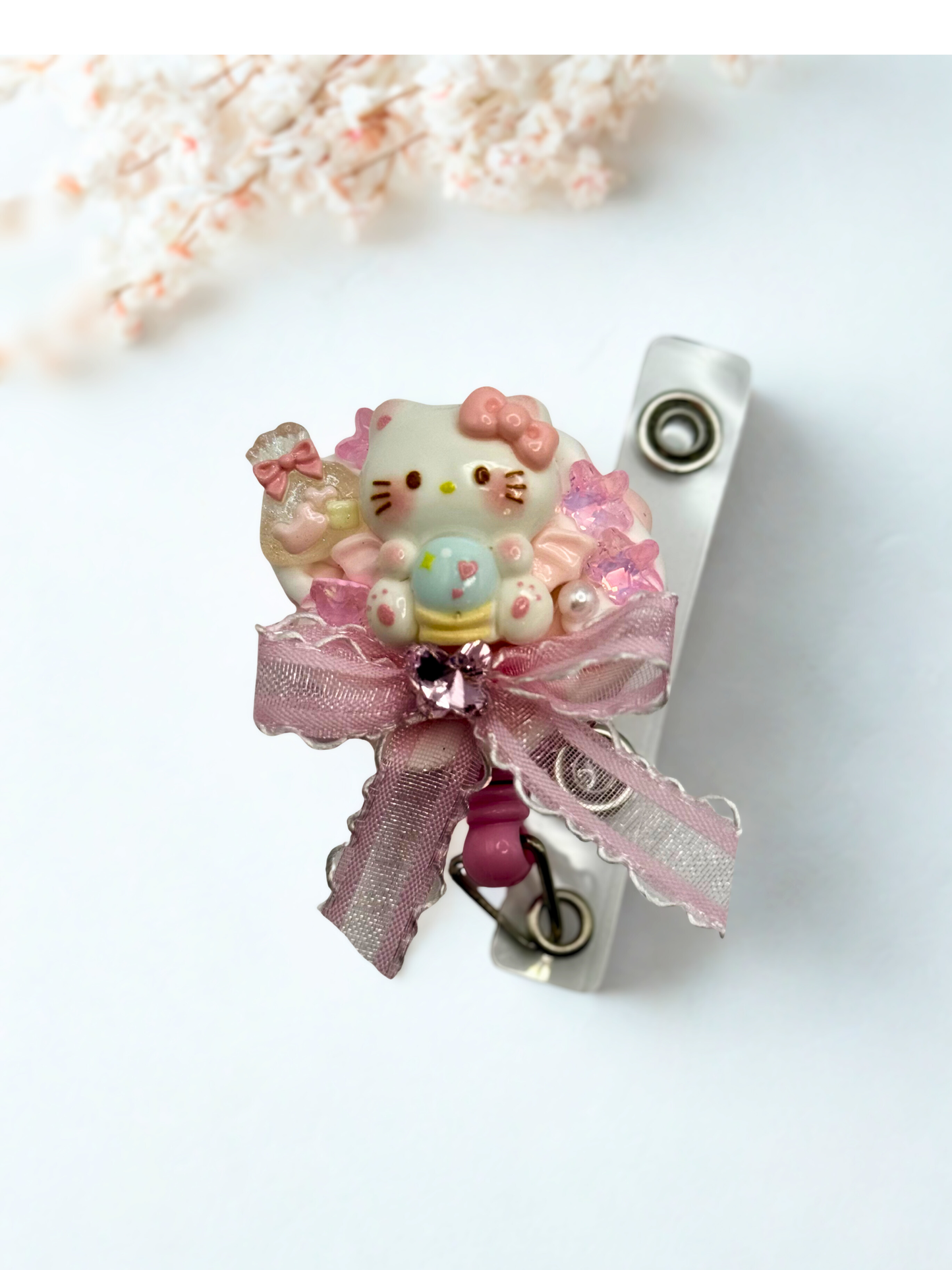 Cute ID Badge Reel – Handmade Retractable ID Holder with Charms