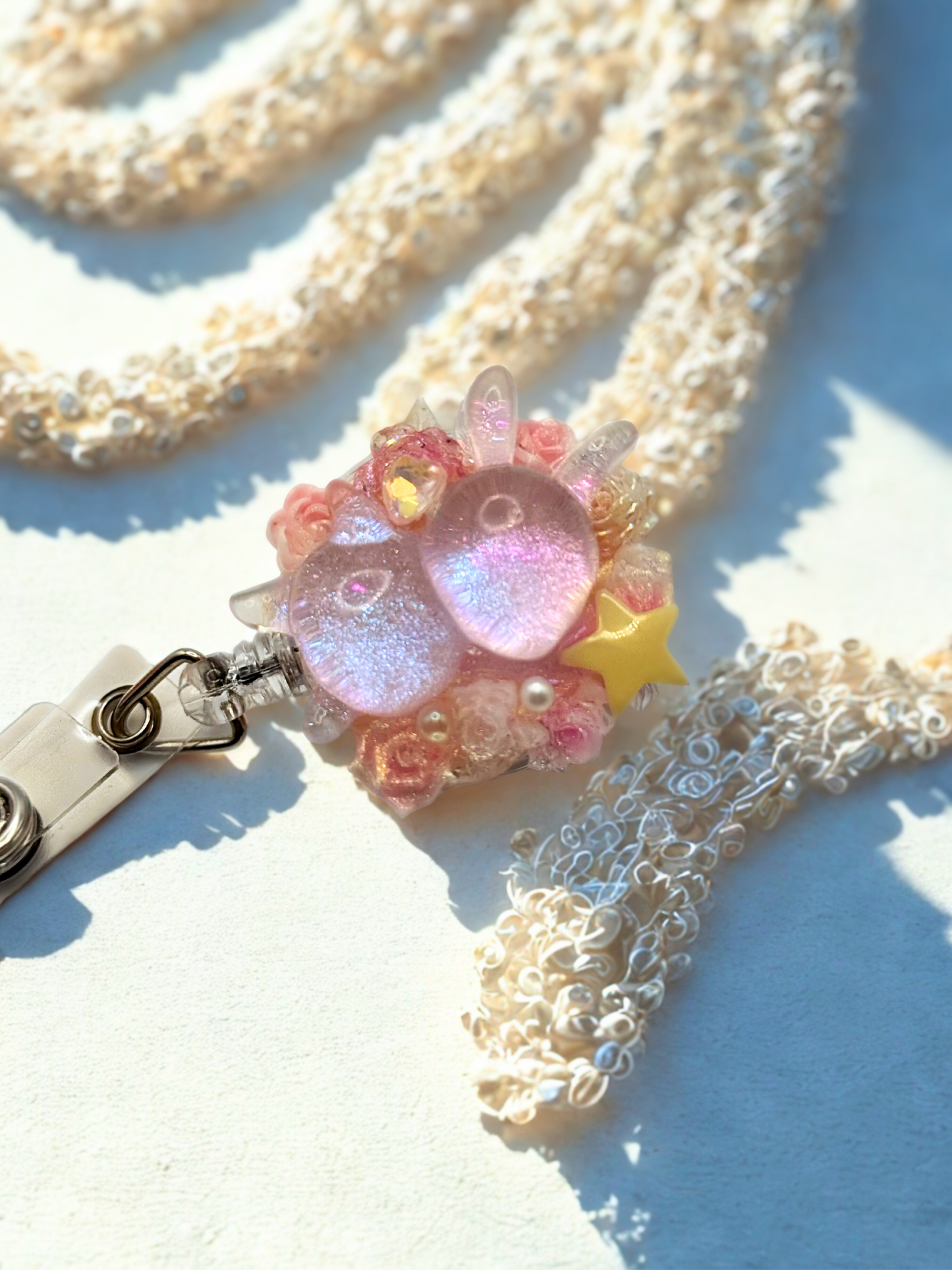 Cute ID Badge Reel – Handmade Retractable ID Holder with Charms