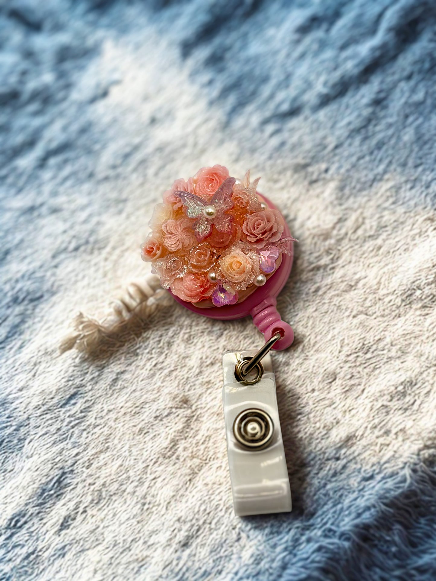 Cute ID Badge Reel – Handmade Retractable ID Holder with Charms