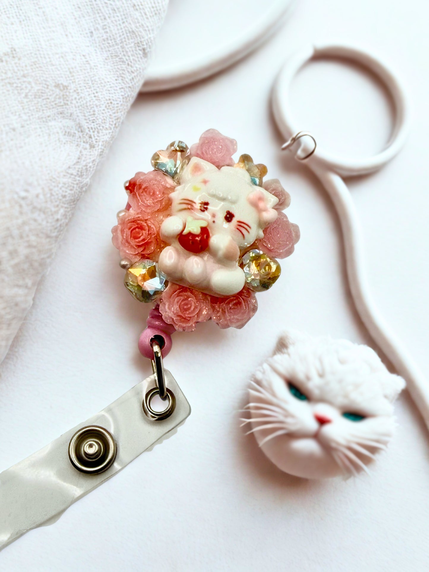 Cute ID Badge Reel – Handmade Retractable ID Holder with Charms