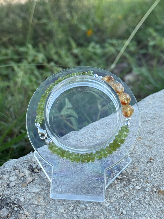 Faceted Peridot and Citrine bracelet