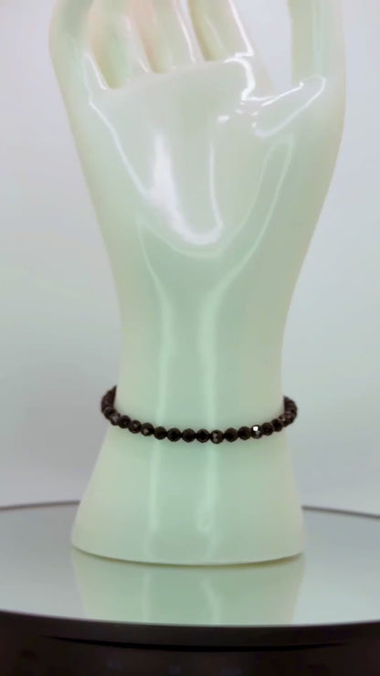 Faceted Black Tourmaline Bracelet on 18k Gold Adjustable Chain