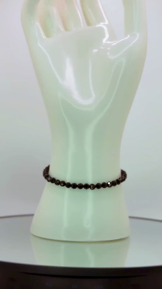 Faceted Black Tourmaline Bracelet on 18k Gold Adjustable Chain
