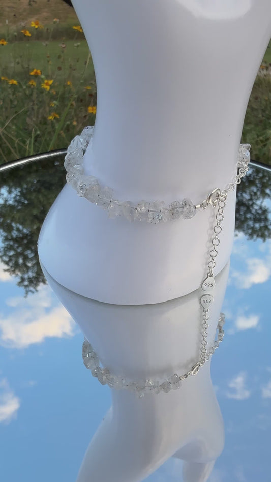 Herkimer Diamond Bracelet – April Birthstone with Customizable Metal Finish