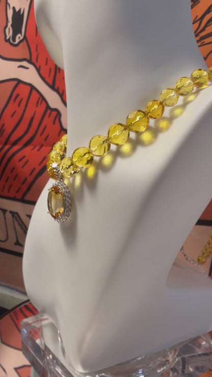 Honey Citrine Necklace in 925 Sterling Silver