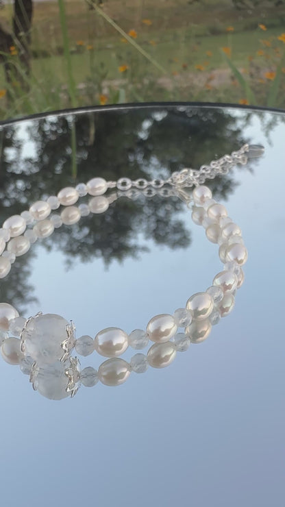 June Birthstone Bracelet – Freshwater Pearl & Faceted Moonstone with Customizable Clasp