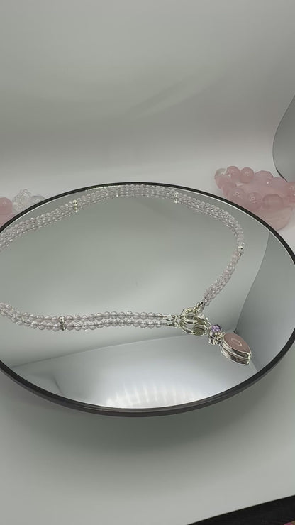 🌸 Rose Quartz Convertible Pendant Necklace